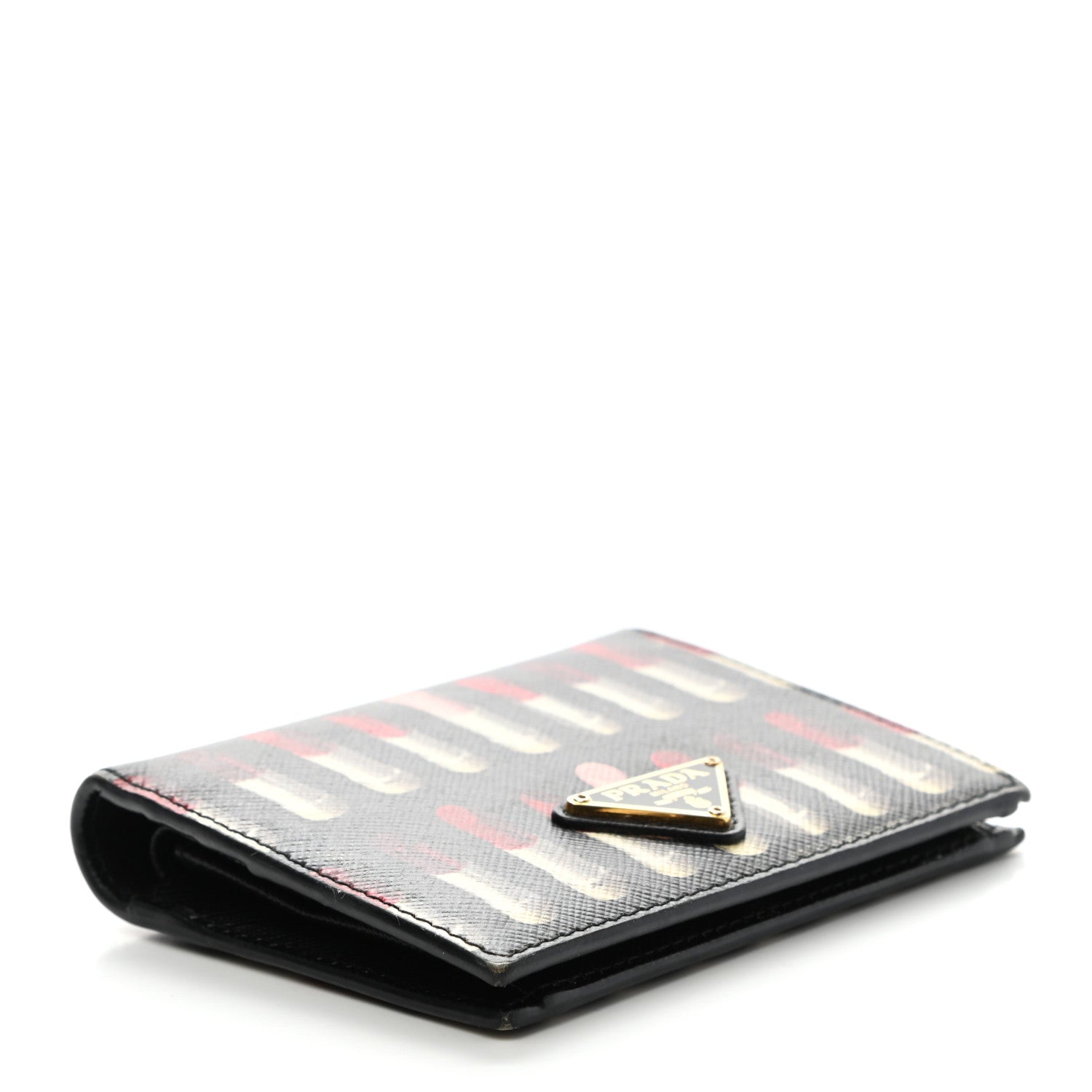 Prada Saffiano Lipstick Print Bi-Fold Wallet Black 4 of 8