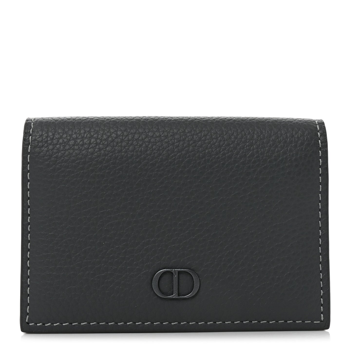 Grained Calfskin CD Icon Wallet Grey