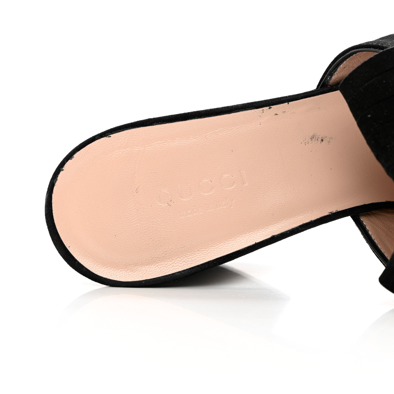 Gucci Kid Scamosciato GG Marmont Fringe 75mm Slide Sandals 38.5 Black 6 of 12