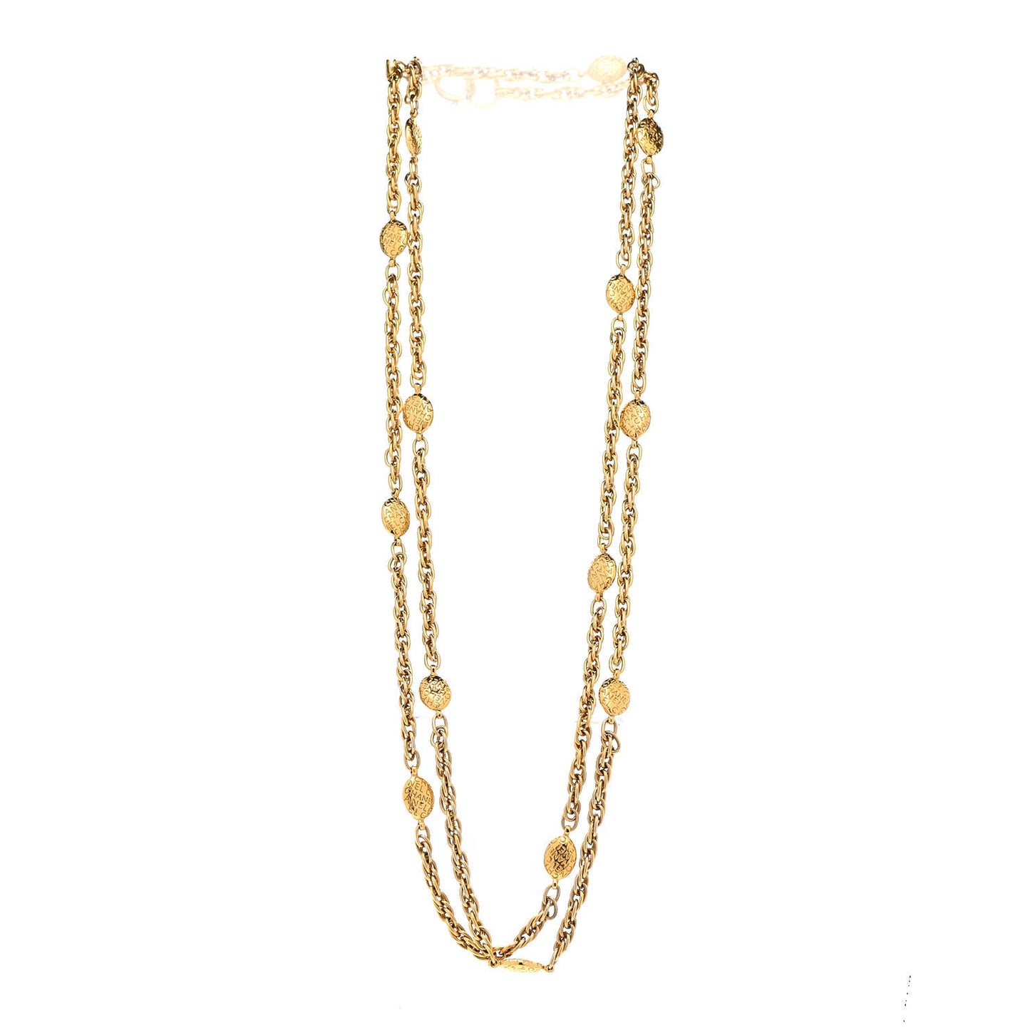 CC Medallion Long Chain Necklace Gold