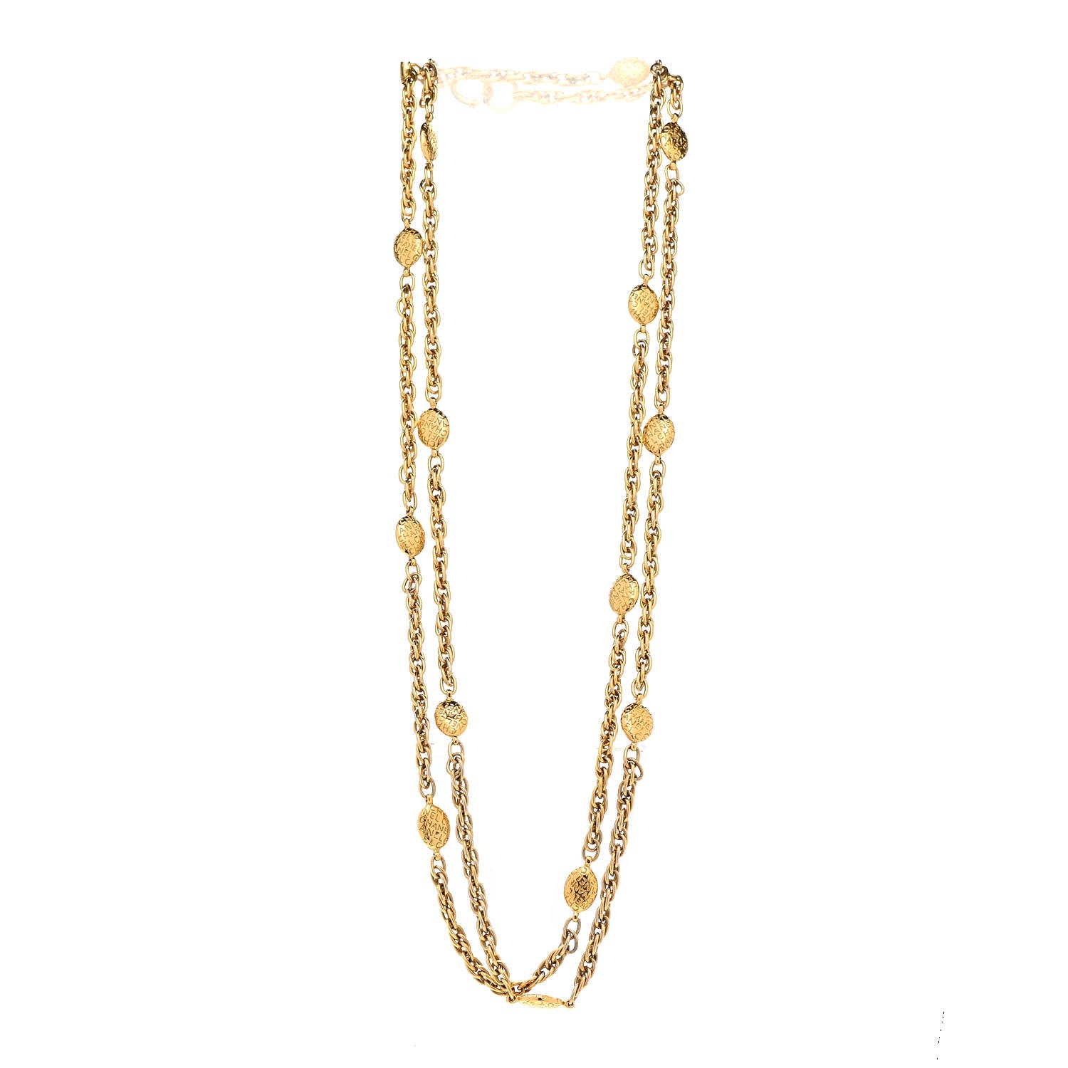 Chanel CC Medallion Long Chain Necklace Gold 3 of 6