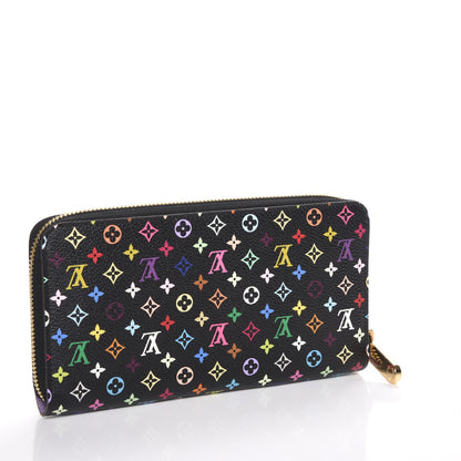 Louis Vuitton Monogram Multicolor Zippy Wallet Black Violet 3 of 7