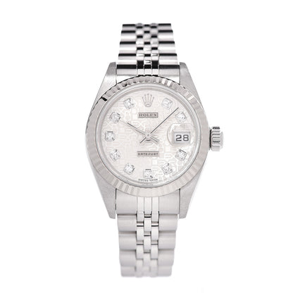 Rolex Stainless Steel 18K White Gold Diamond 26mm Oyster Perpetual Datejust Watch Silver Jubilee 79174 1 of 5