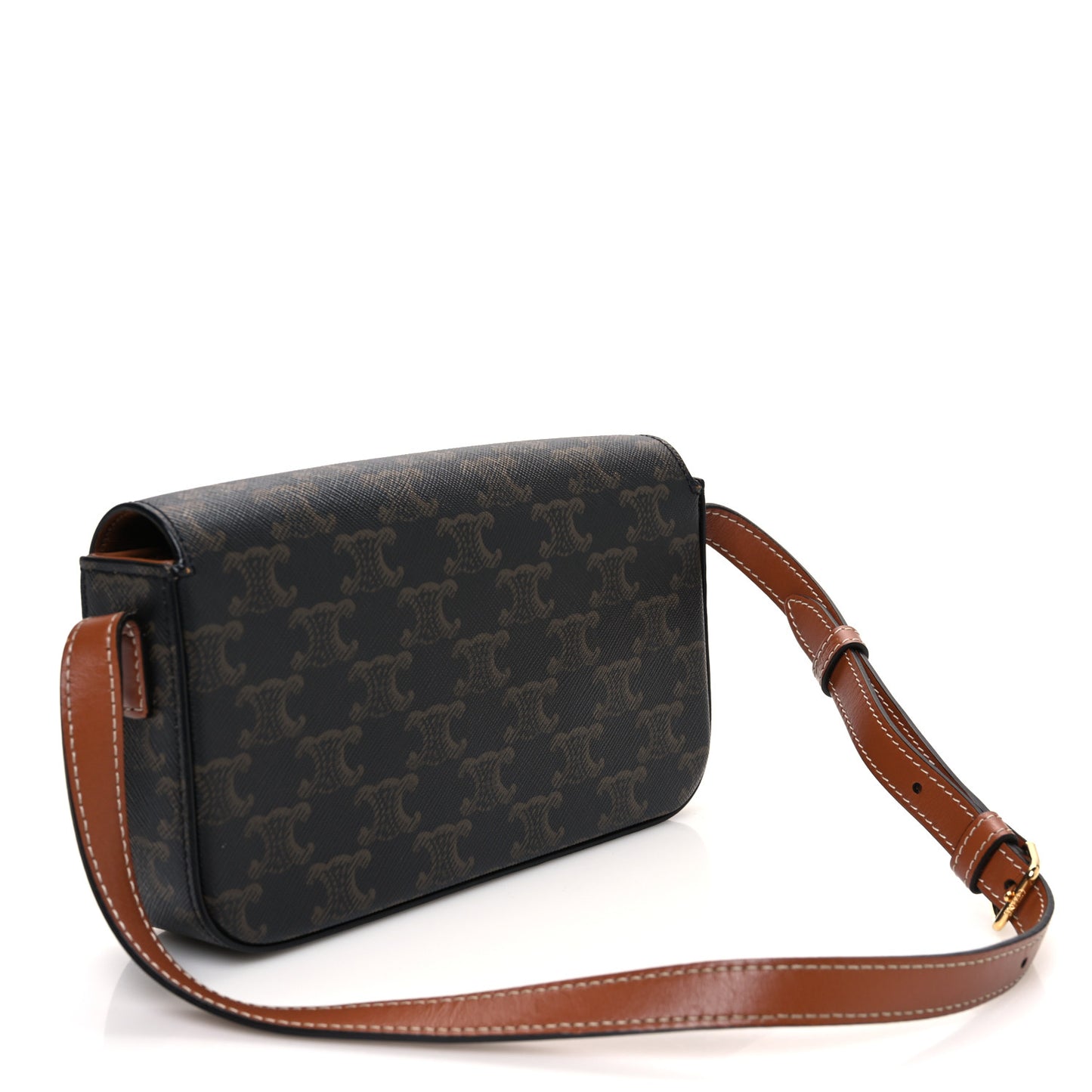 Canvas Calfskin Triomphe Shoulder Bag Tan