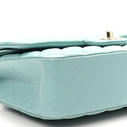 Chanel Caviar Quilted Medium Double Flap Light Blue 10 of 11