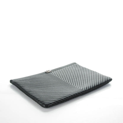 Chanel Calfskin Chevron Large Boy Cosmetic Case Black 4 of 7