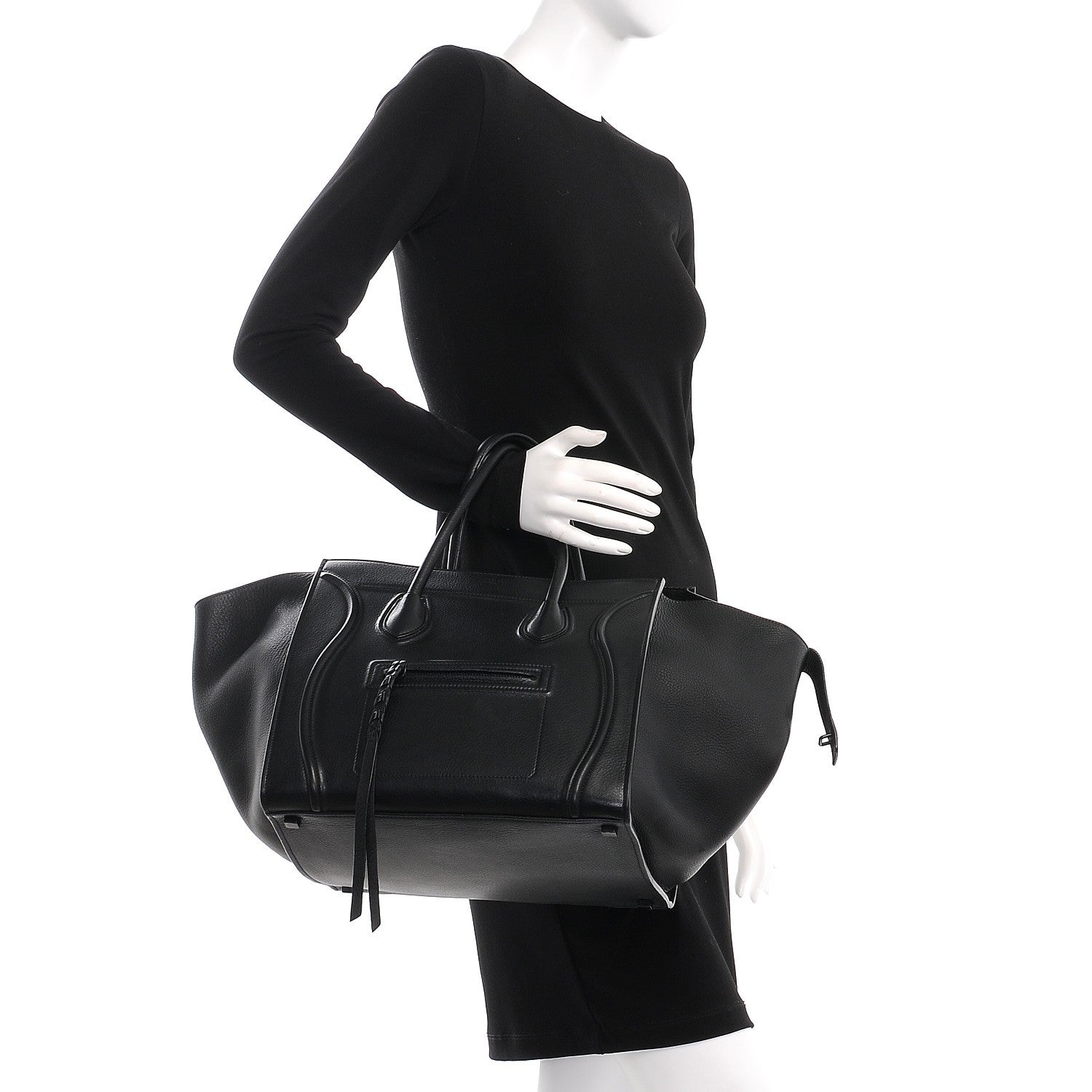 Celine Supple Calfskin Medium Phantom Luggage Black 2 of 11