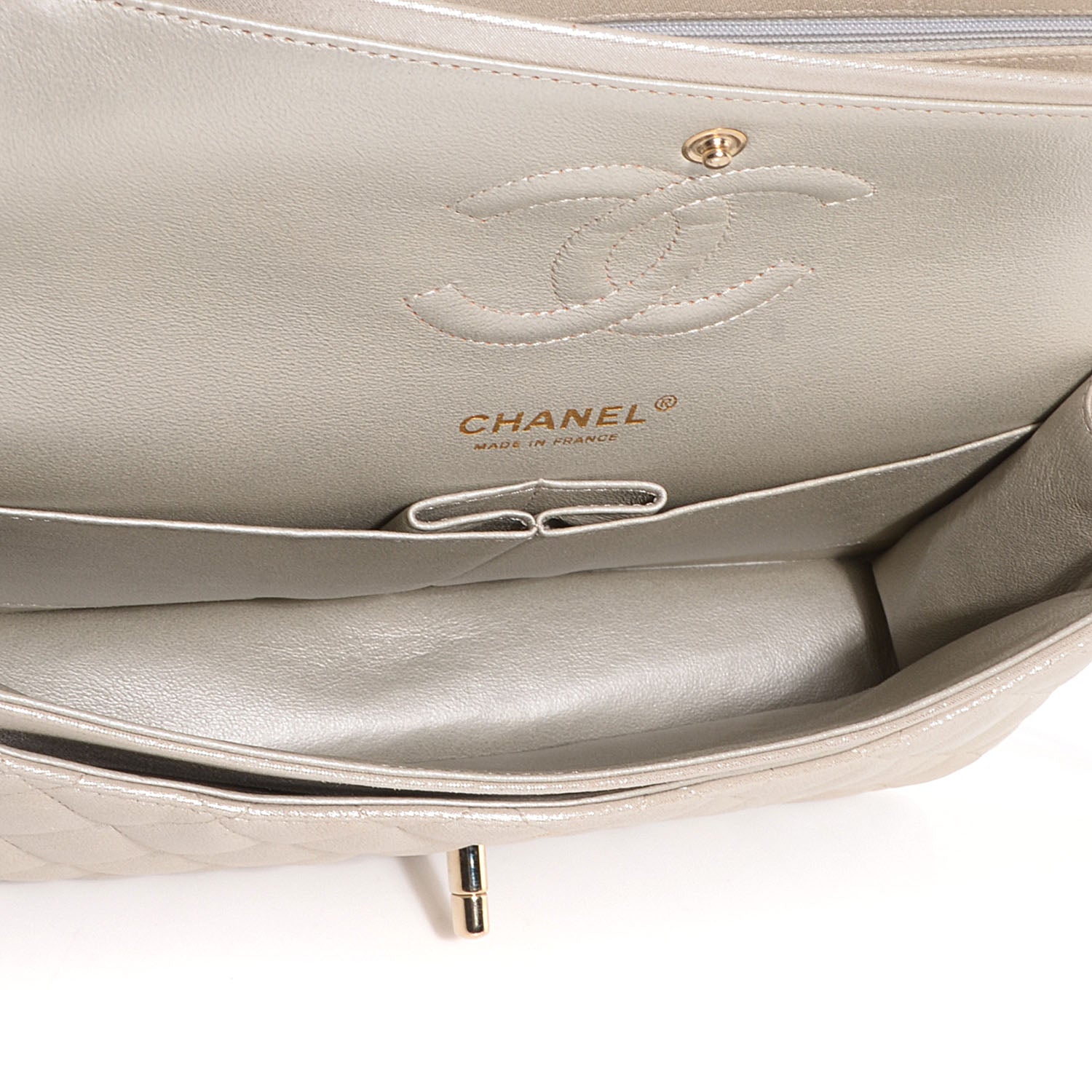Chanel Iridescent Calfskin Medium Double Flap Light Gold 5 of 8