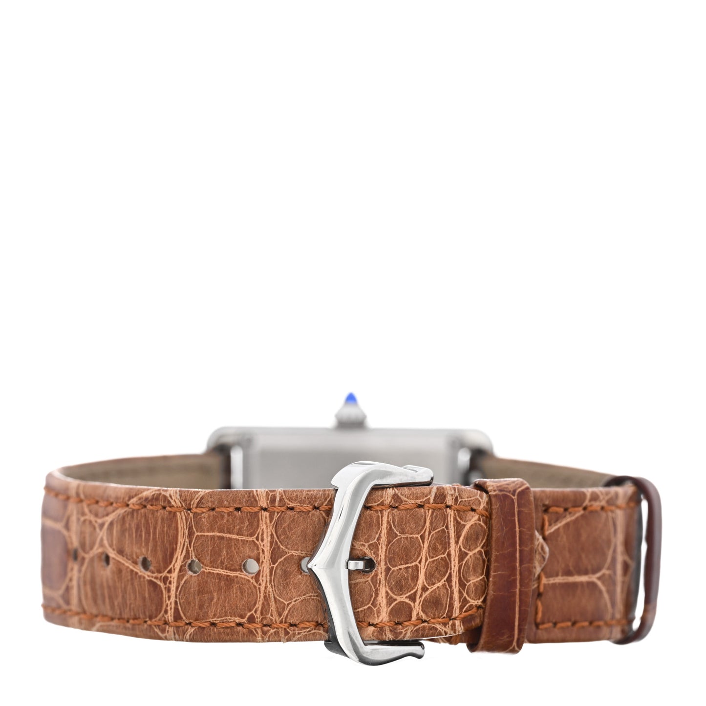 Stainless Steel Alligator 25mm Must de Cartier Tank Quartz Watch Brown