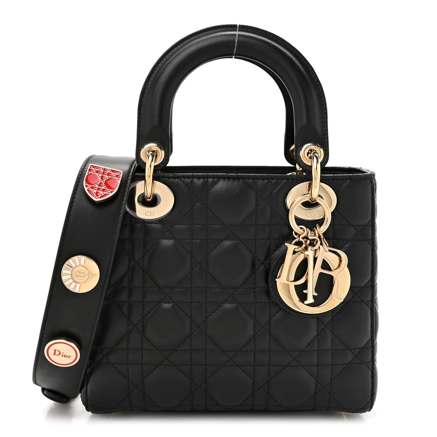 Lambskin Cannage Small Lucky Badges My Lady Dior Black