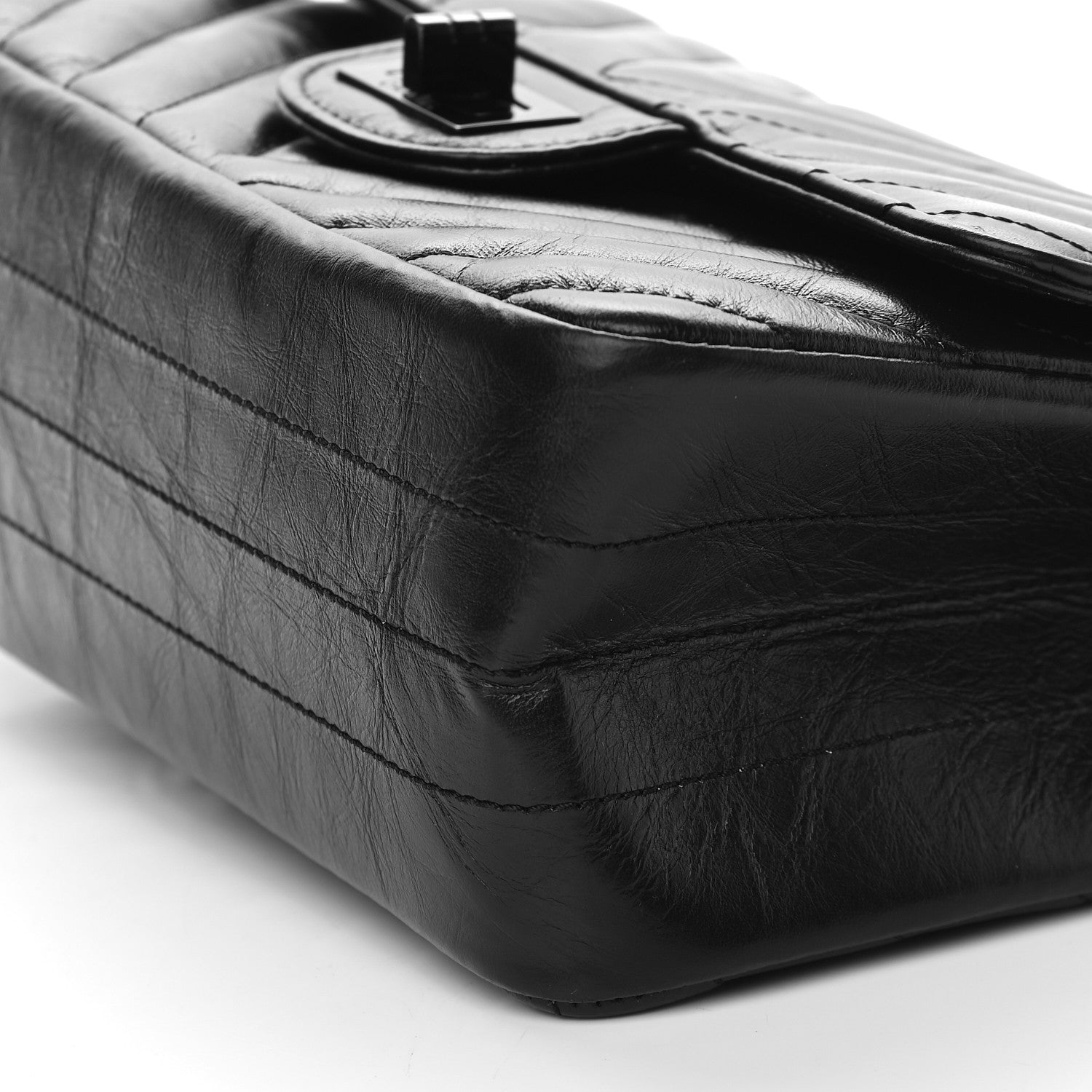 Chanel Aged Calfskin Chevron Quilted 2.55 Reissue Mini Flap So Black 9 of 10