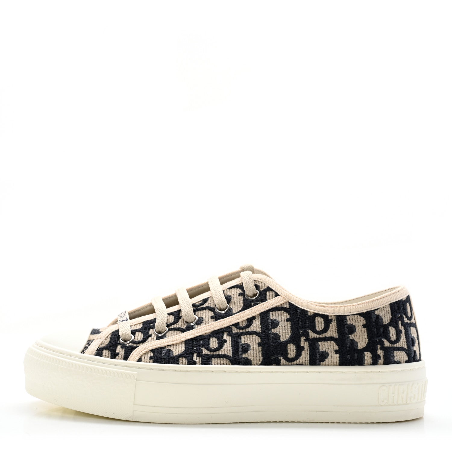 Christian Dior Canvas Oblique Walk'N'Dior Low Top Sneakers 36.5 Deep Blue 1 of 12