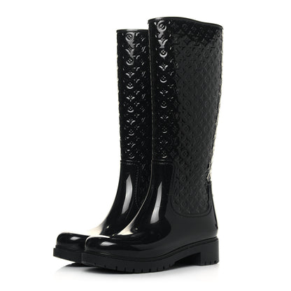 Louis Vuitton Rubber Embossed Monogram Splash Rain Boots 37 Black 3 of 6