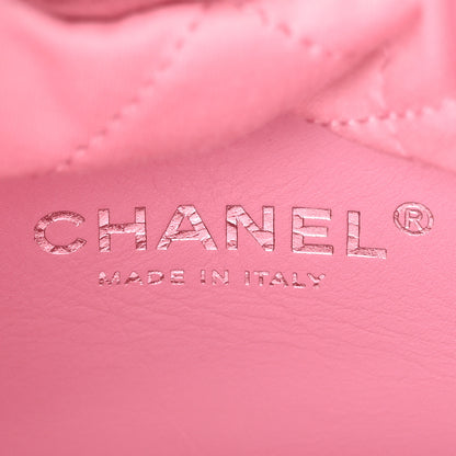 Chanel Metallic Lambskin Lacquered Monochrome Quilted Mini Chanel 22 Pink 6 of 10