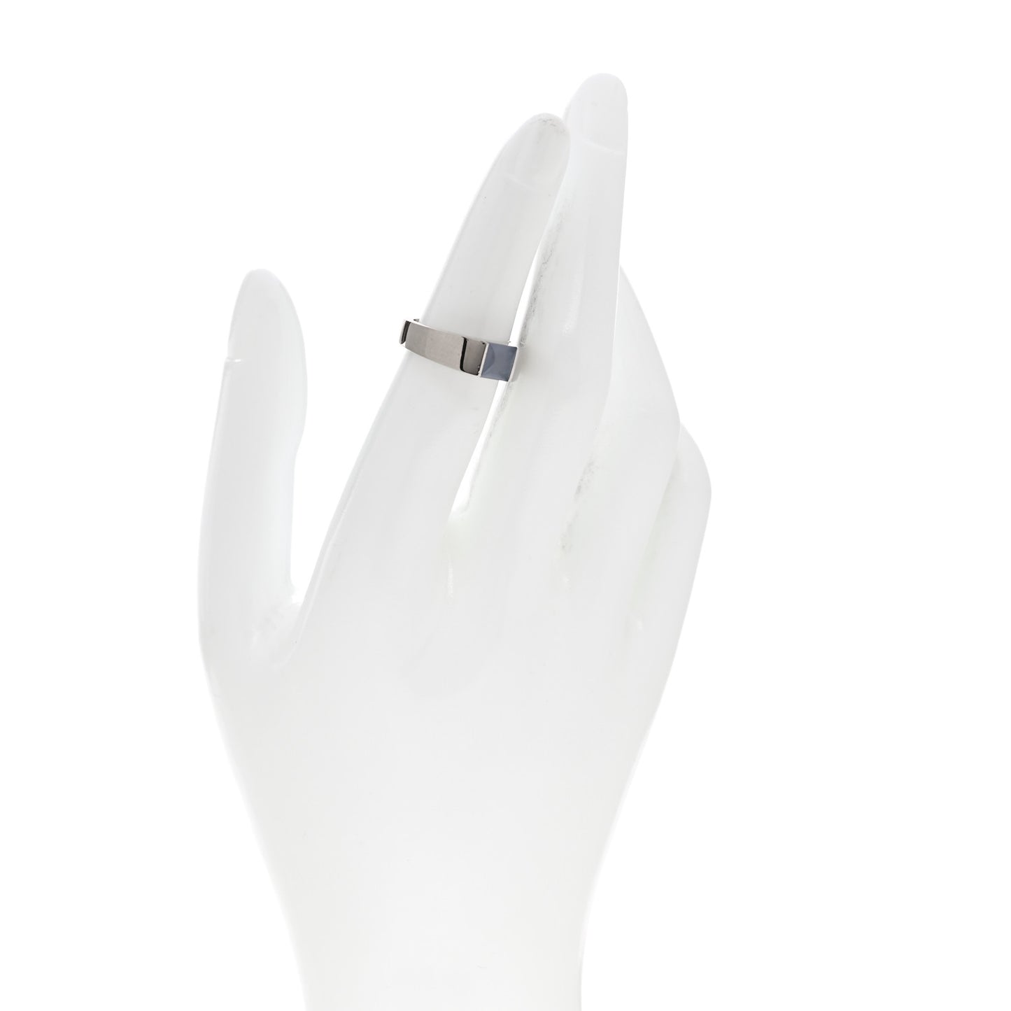 18K White Gold Chalcedony Tank Ring 50 5.25