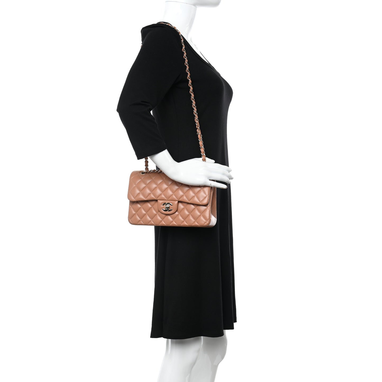 Lambskin Quilted Small Double Flap Brown