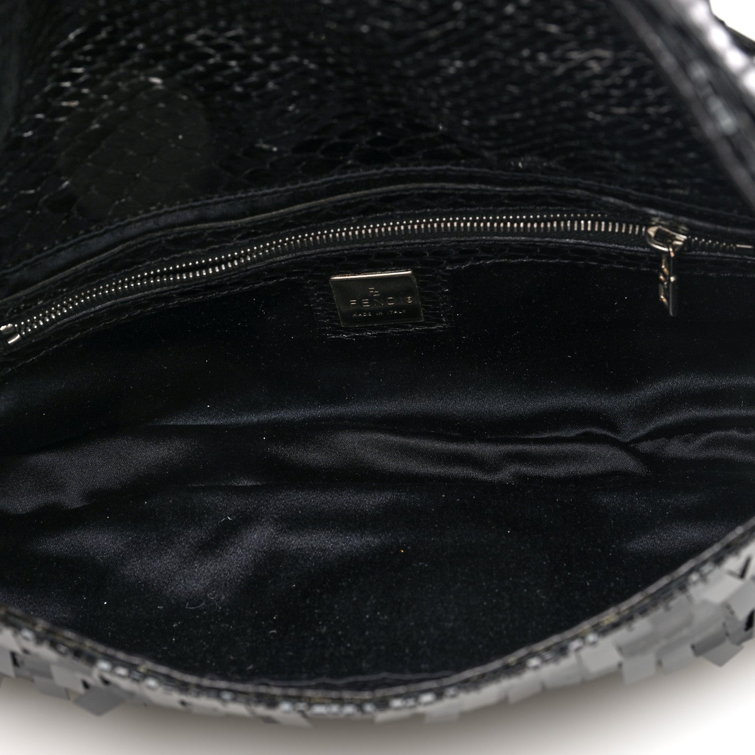 Fendi Sequin Paillettes Snakeskin Baguette Black 5 of 9