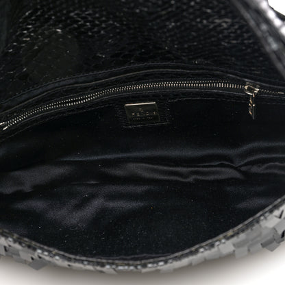 Fendi Sequin Paillettes Snakeskin Baguette Black 5 of 9