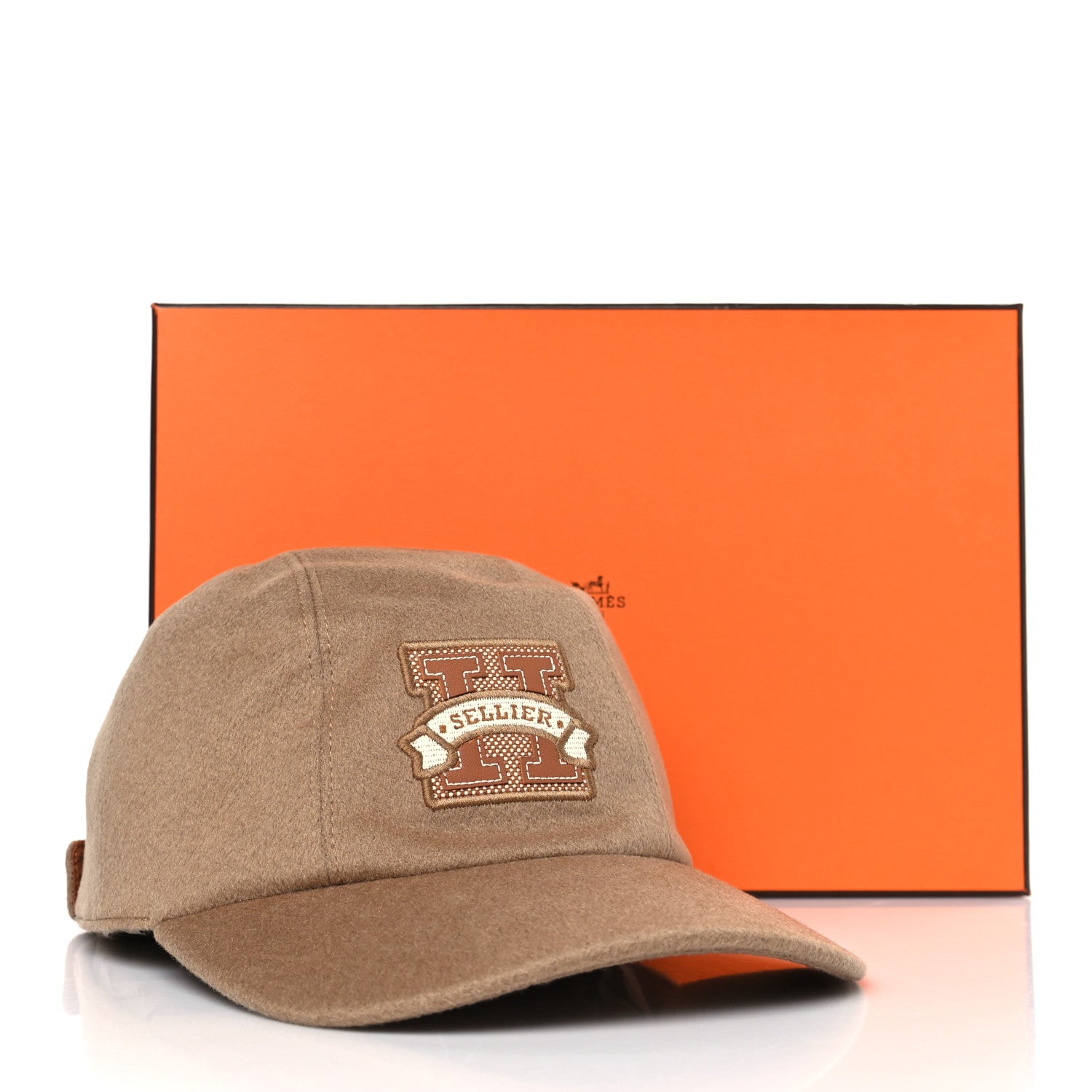 Hermes Cashmere Canvas Swift Davis H Sellier Cap 58 Beige Camel