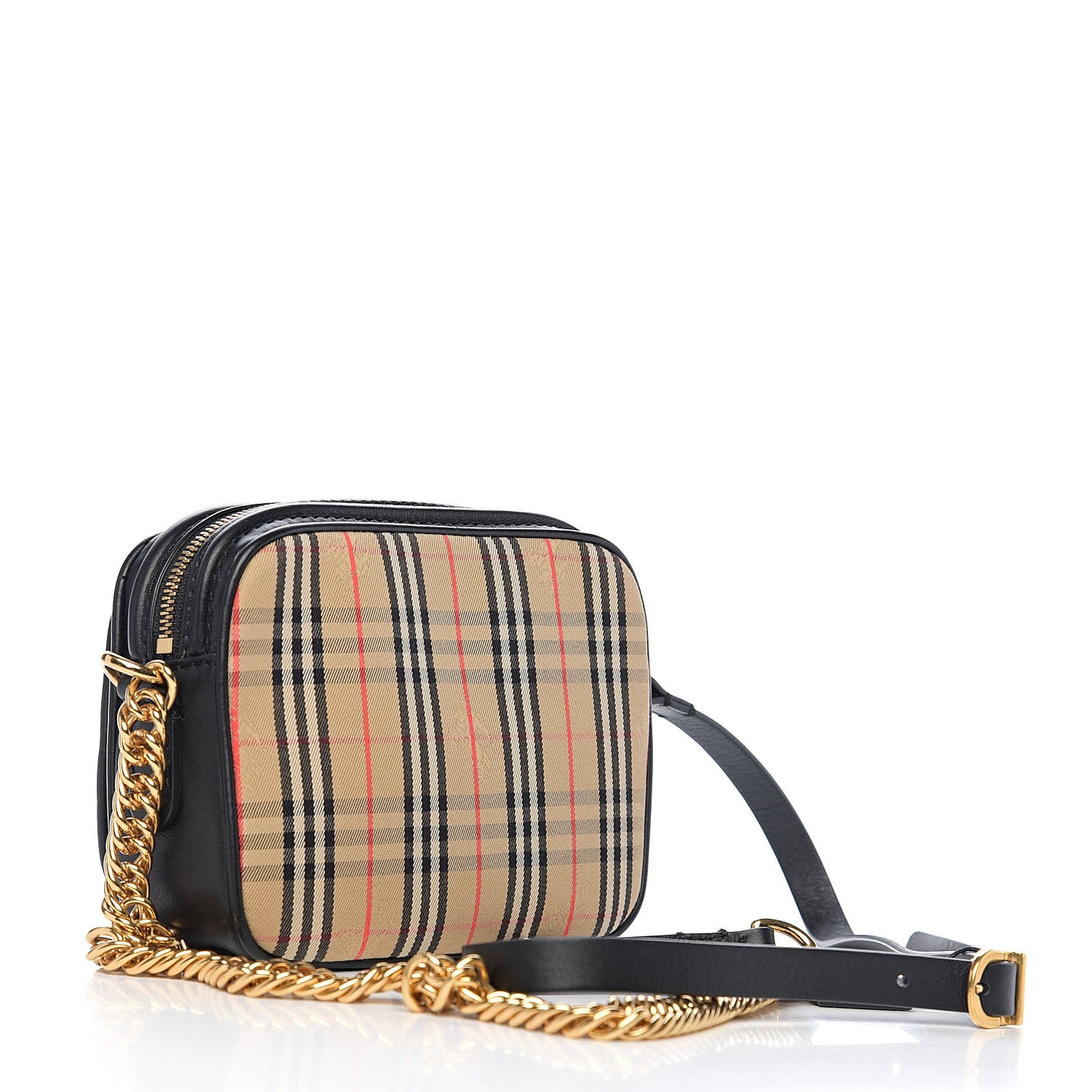 1983 Knight Check Smooth Calfskin Link Camera Bag Black
