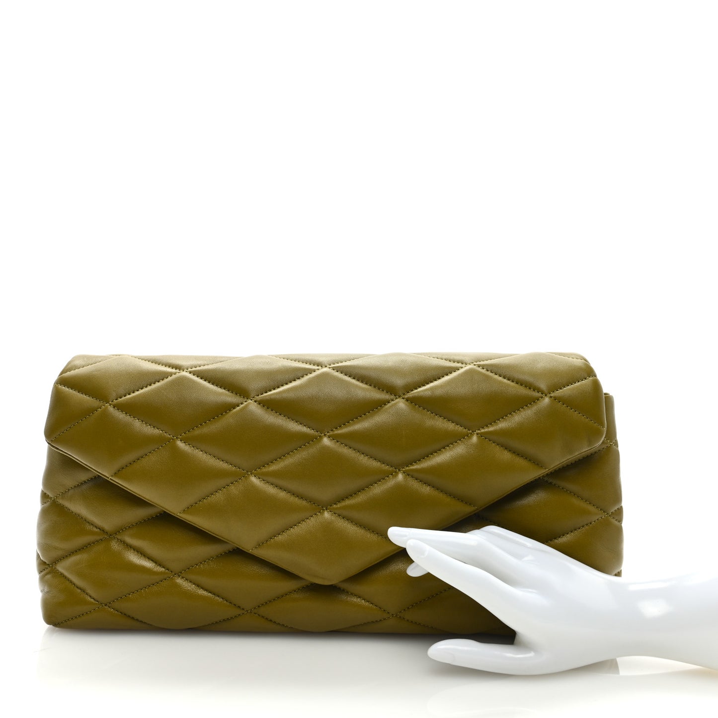 Lambskin Quilted Sade Puffer Envelope Clutch Light Sage