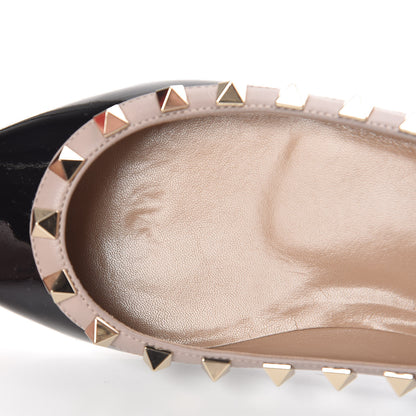Valentino Garavani Patent Nappa Rockstud Ballerina Flats 35 Black Poudre 7 of 10