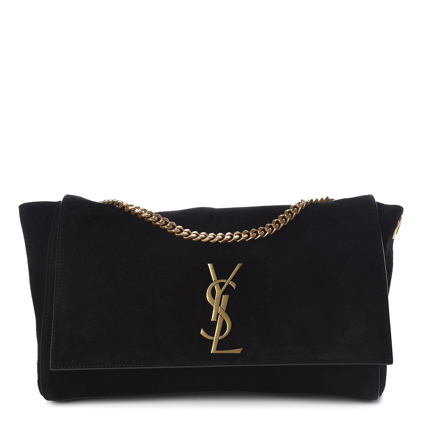 Saint Laurent Smooth Calfskin Suede Medium Reversible Monogram Kate Satchel Black 3 of 15