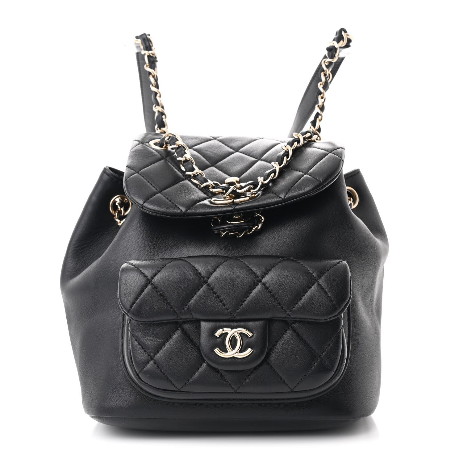 Chanel Lambskin Quilted Small Duma Drawstring Backpack Black 1 of 10