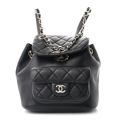 Chanel Lambskin Quilted Small Duma Drawstring Backpack Black 1 of 10