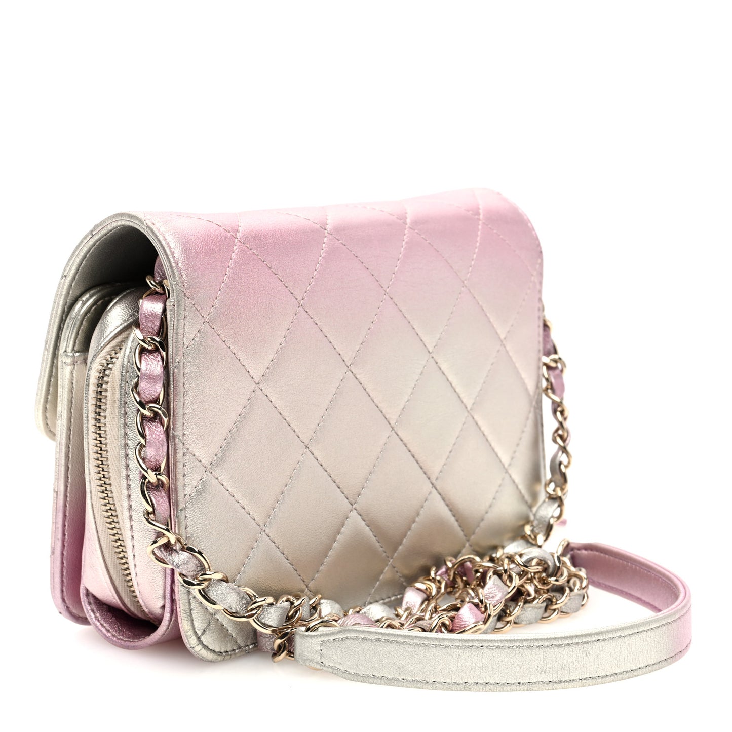 Metallic Lambskin Like A Wallet Flap Golden Pink