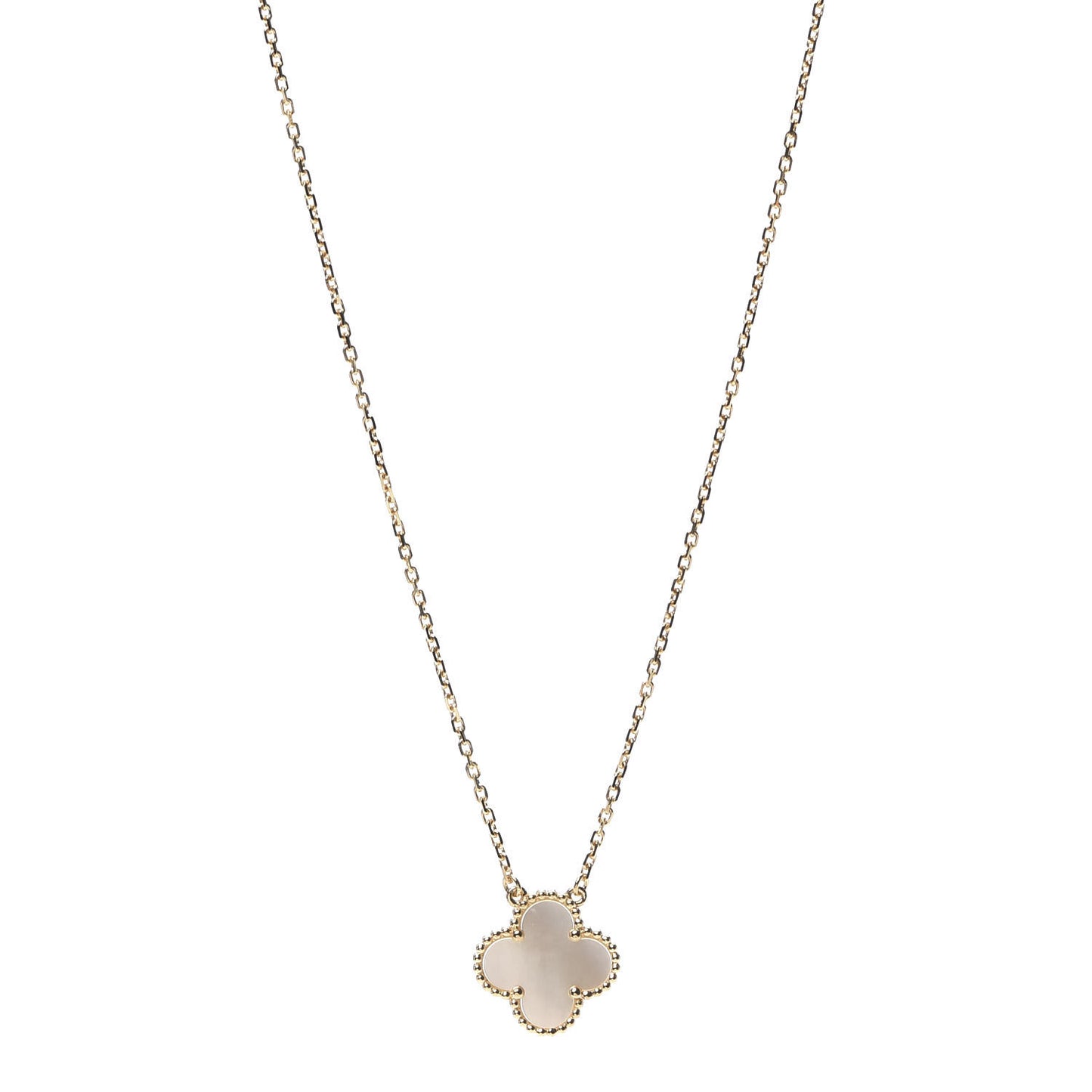 18K Yellow Gold Mother of Pearl Vintage Alhambra Pendant Necklace