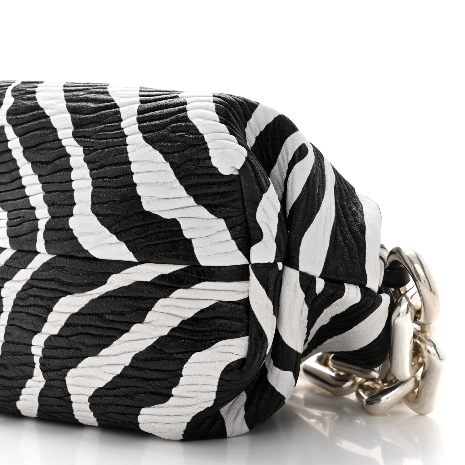 Bottega Veneta Nappa Zebra Print The Pouch Chain White Black 10 of 10