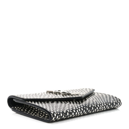 Saint Laurent Calfskin Lambskin Snakeskin Embossed Small Monogram Envelope Wallet Black White 4 of 6