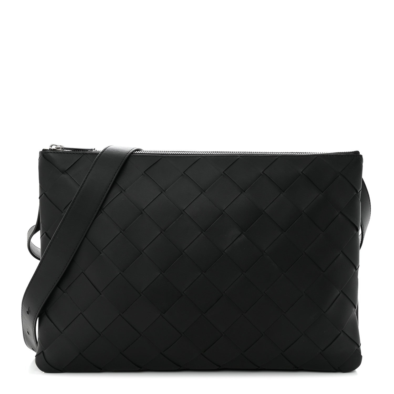Bottega Veneta Nappa Intrecciato Triple Zip Messenger Bag Black 1 of 15