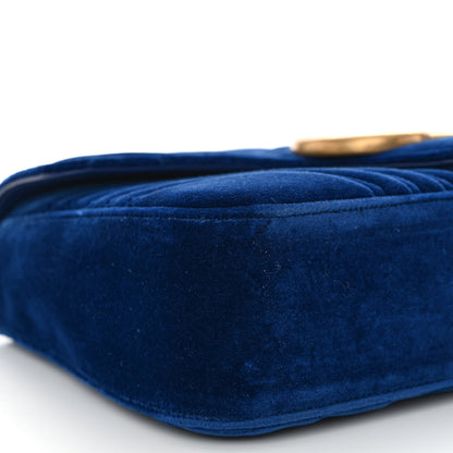 Gucci Velvet Matelasse Medium GG Marmont Shoulder Bag Cobalt Blue 9 of 10
