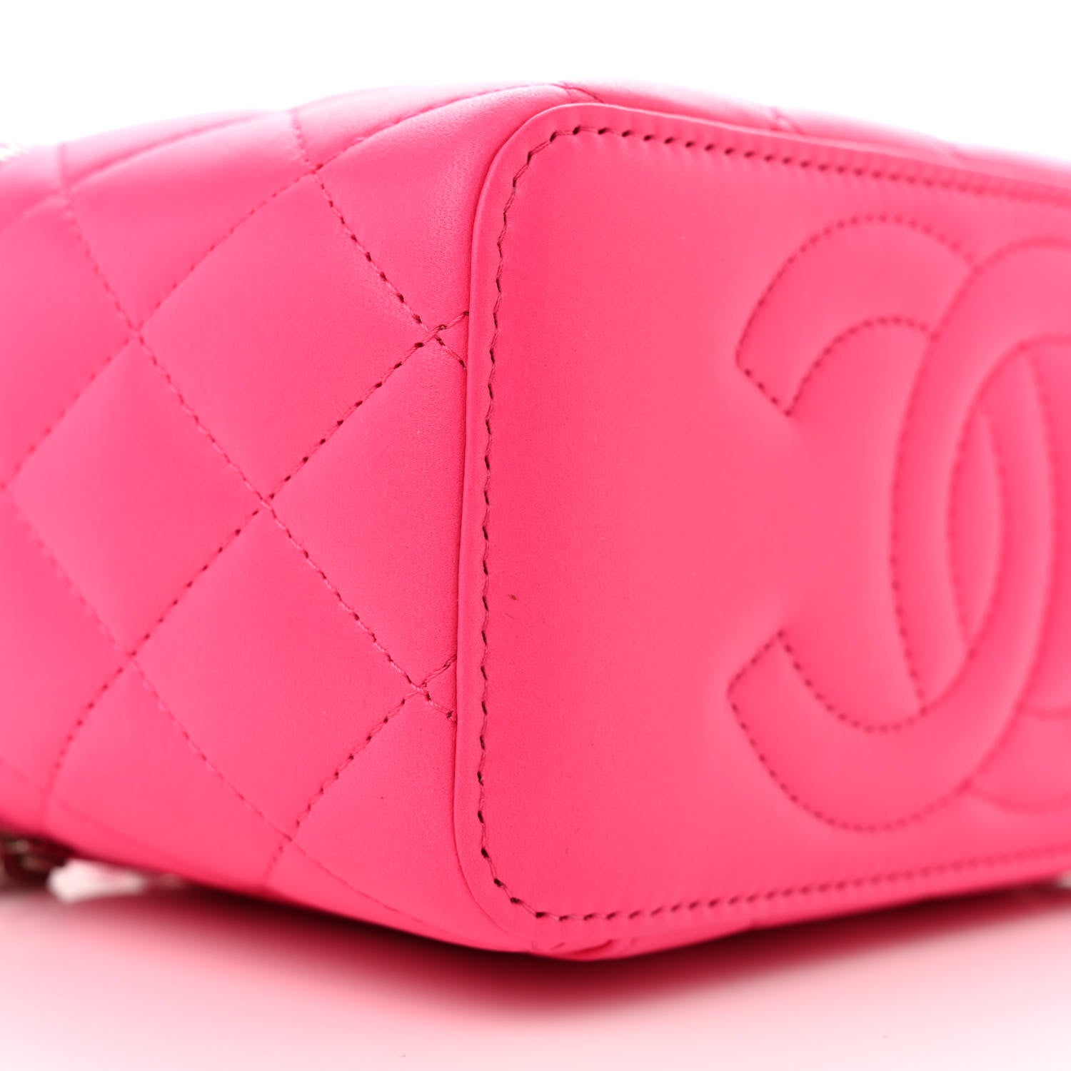 Chanel Lambskin Enamel Quilted Top Handle Clutch With Chain Fuchsia 9 of 10