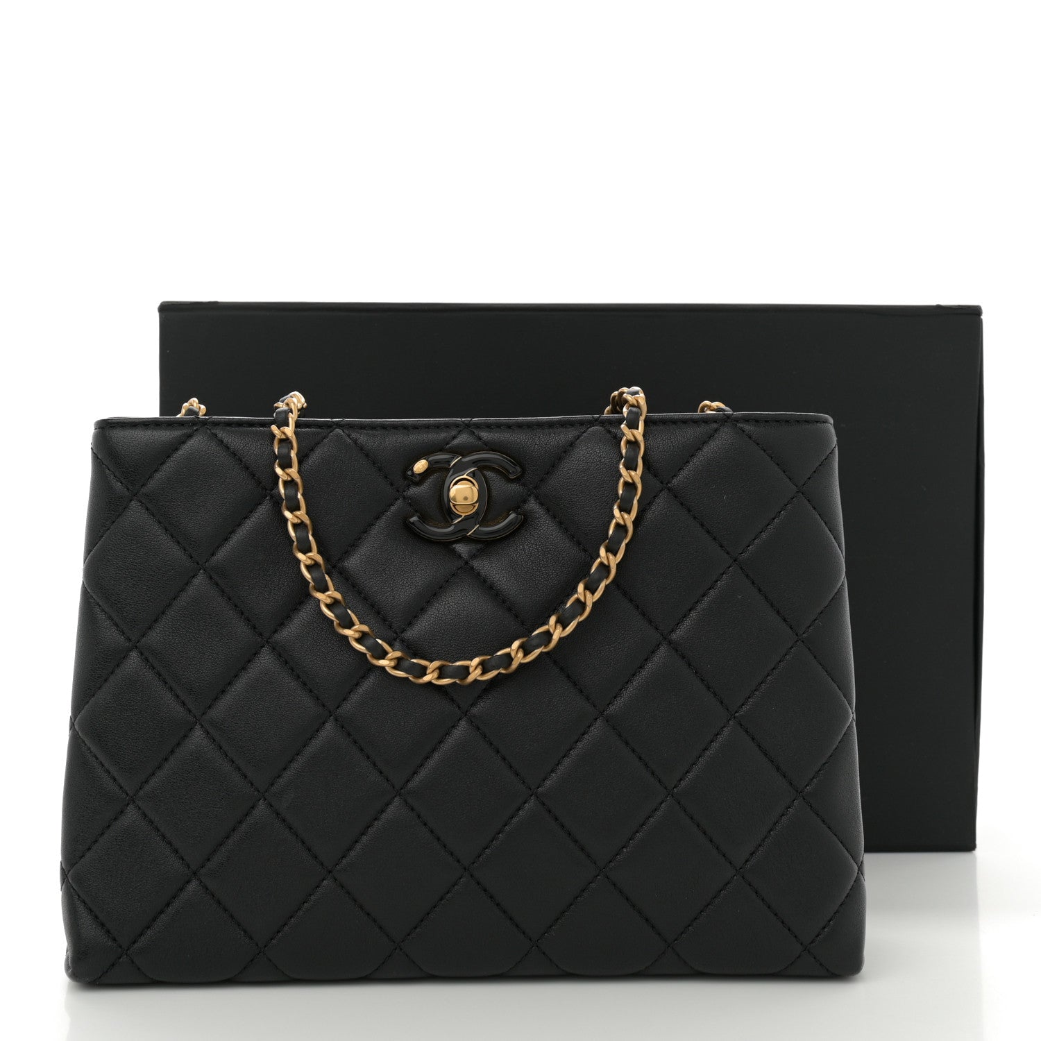 Chanel Shiny Lambskin Quilted Enamel CC Shoulder Bag Black 12 of 12