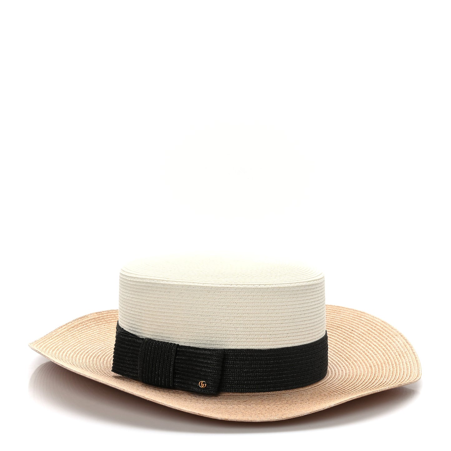 Straw Effect Fabric Wide Brim Hat With Bow XL White Black