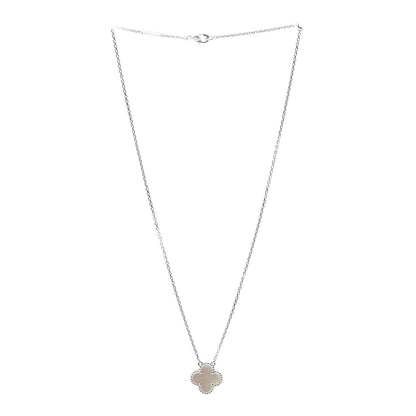 Van Cleef & Arpels 18K White Gold Mother of Pearl Vintage Alhambra Pendant Necklace 3 of 7