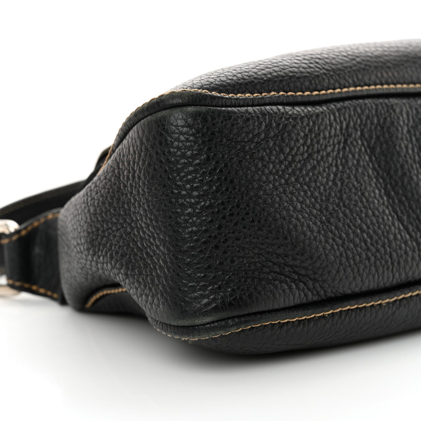 Grained Calfskin Tassel Shoulder Bag Black