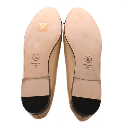 Chanel Lambskin Cap Toe Ballerina Flats 38 Beige Black 5 of 11
