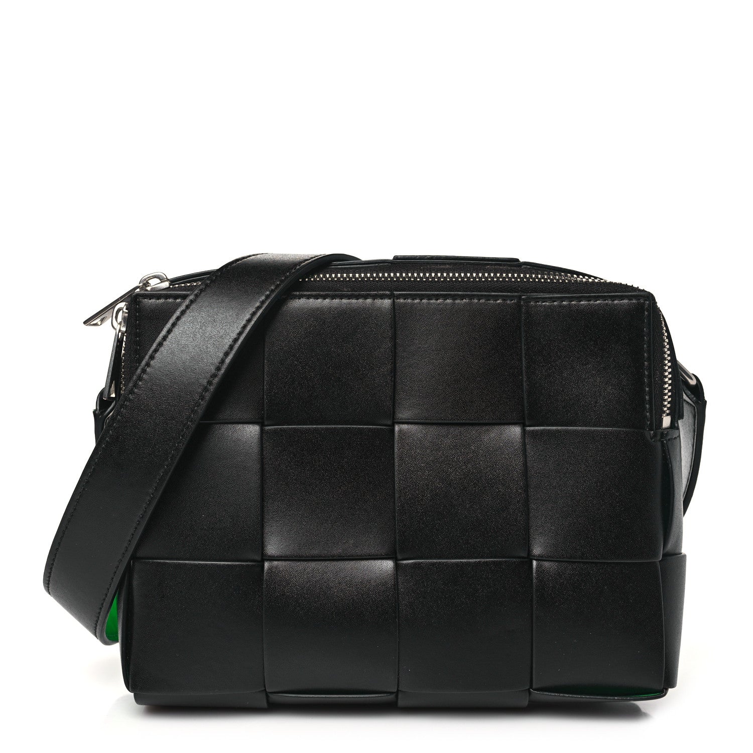 Bottega Veneta Calfskin Maxi Intrecciato Cassette Camera Bag Black 1 of 10