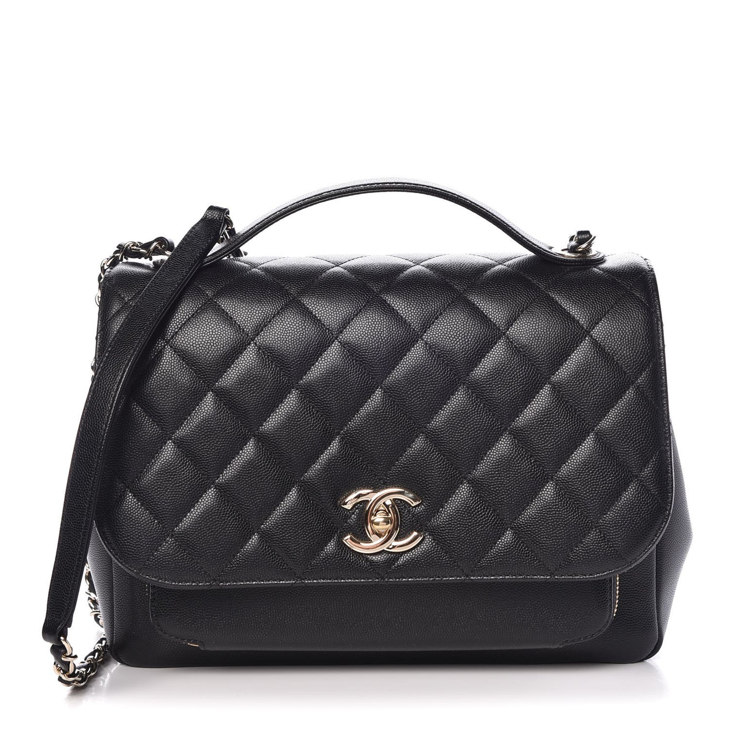 Caviar Quilted Large Business Affinity Flap Black