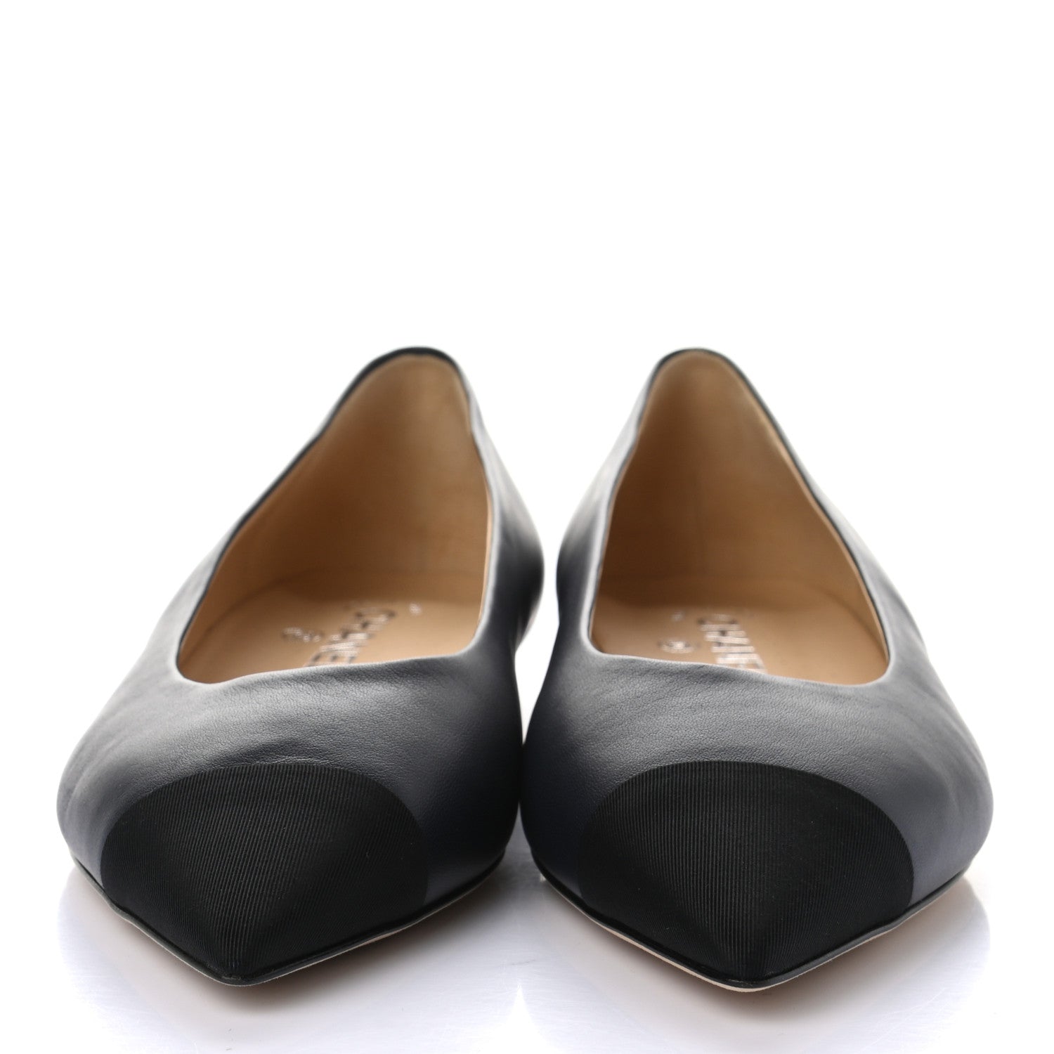 Chanel Lambskin Grosgrain Cap Toe Ballerina Flats 41 Navy Black 2 of 8