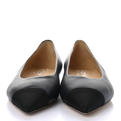 Chanel Lambskin Grosgrain Cap Toe Ballerina Flats 41 Navy Black 2 of 8