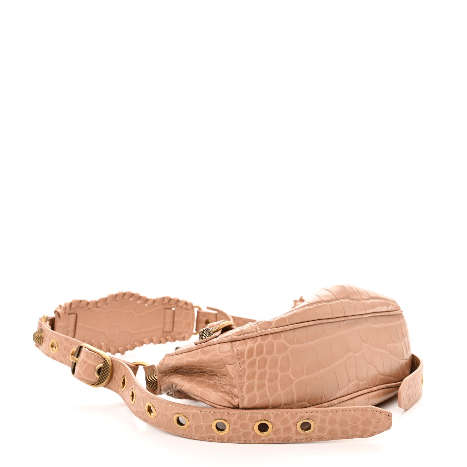 Balenciaga Extra Supple Calfskin Crocodile Embossed Le Cagole Shoulder Bag XS Nude Beige 4 of 10