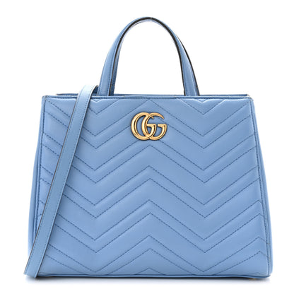 Gucci Calfskin Matelasse Small GG Marmont Tote Clear Sky Blue 1 of 12