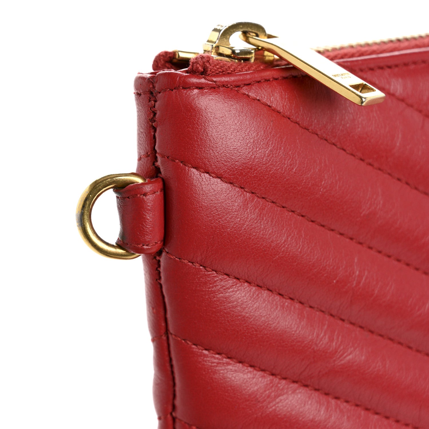 Saint Laurent Calfskin Matelasse Chevron Monogram Document Holder Rouge Eros 14 of 14