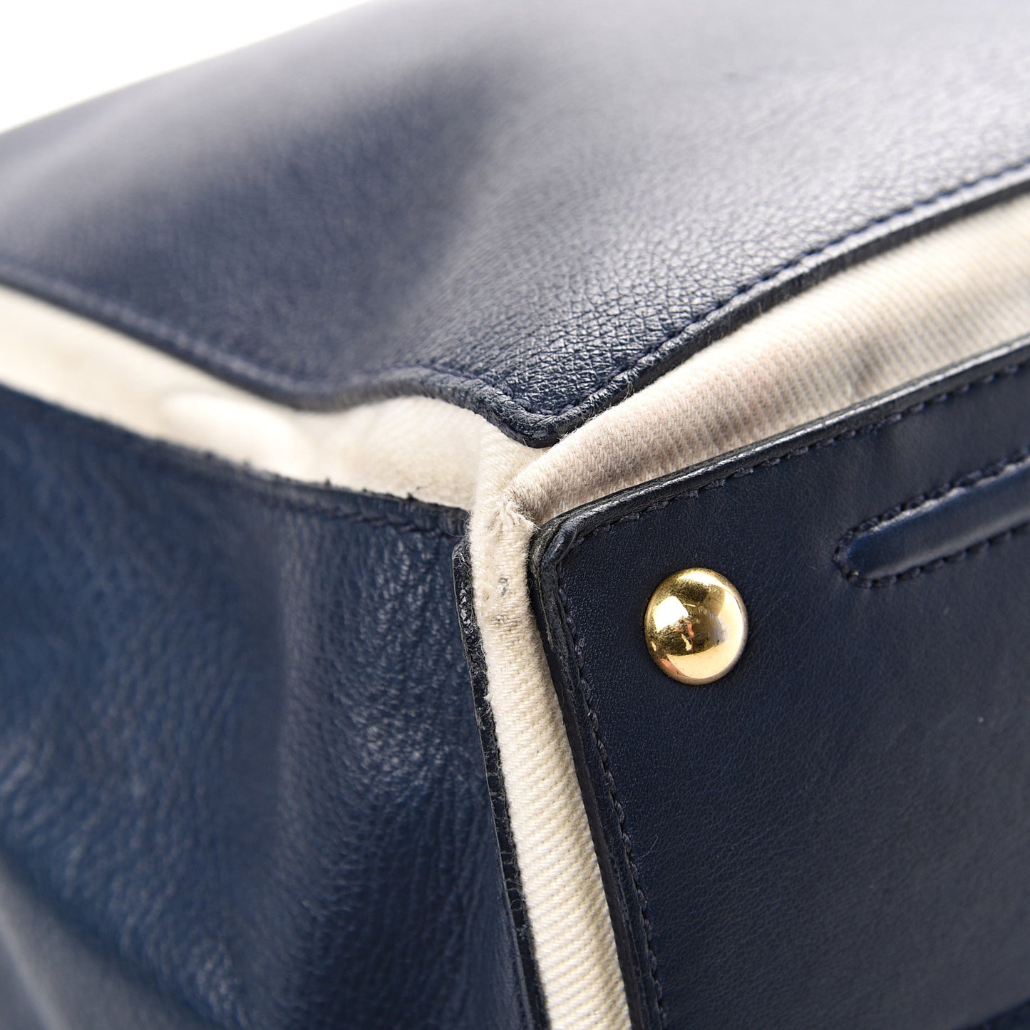 Calfskin Canvas Large Muse Two Navy