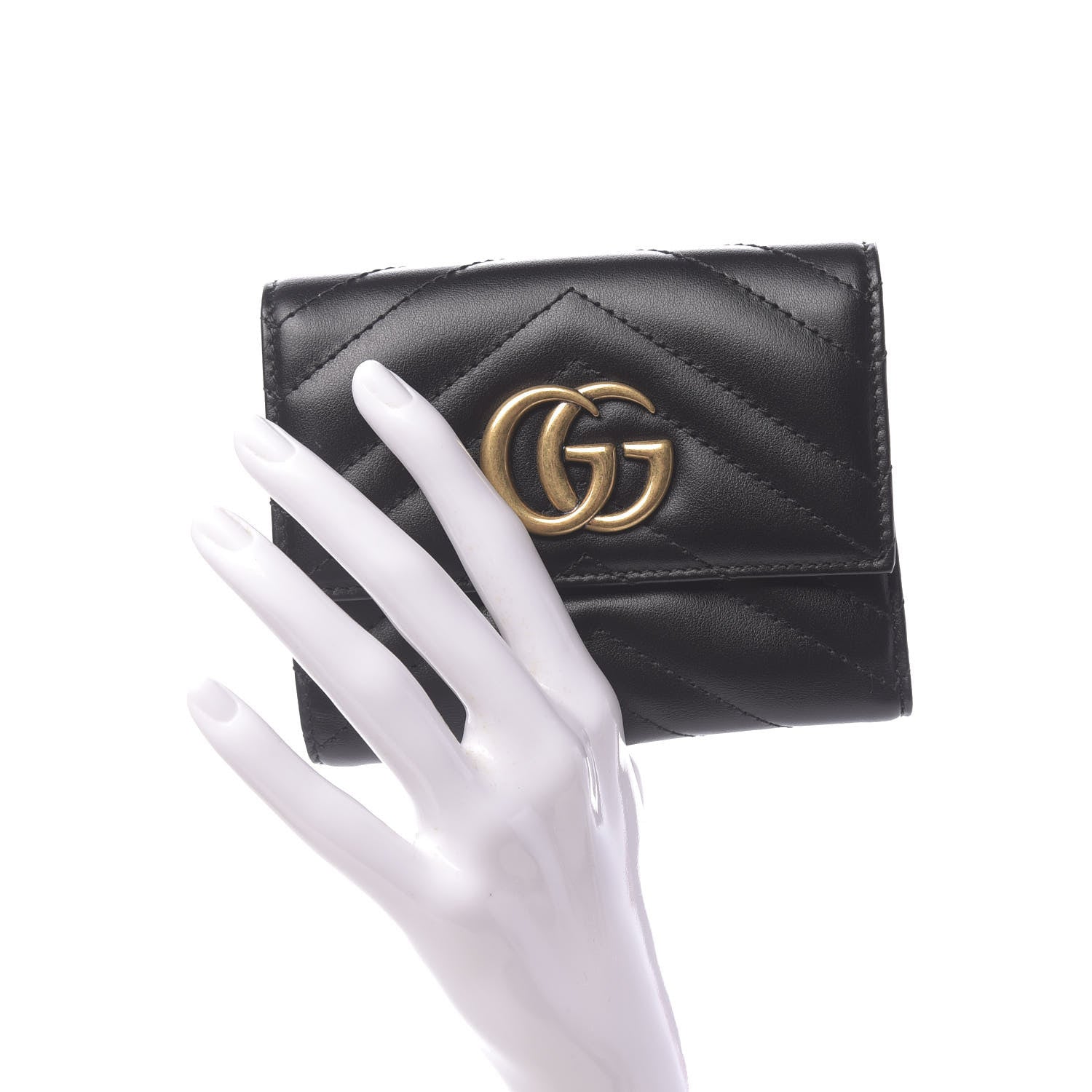 Gucci Calfskin Matelasse GG Marmont Wallet Black 2 of 8
